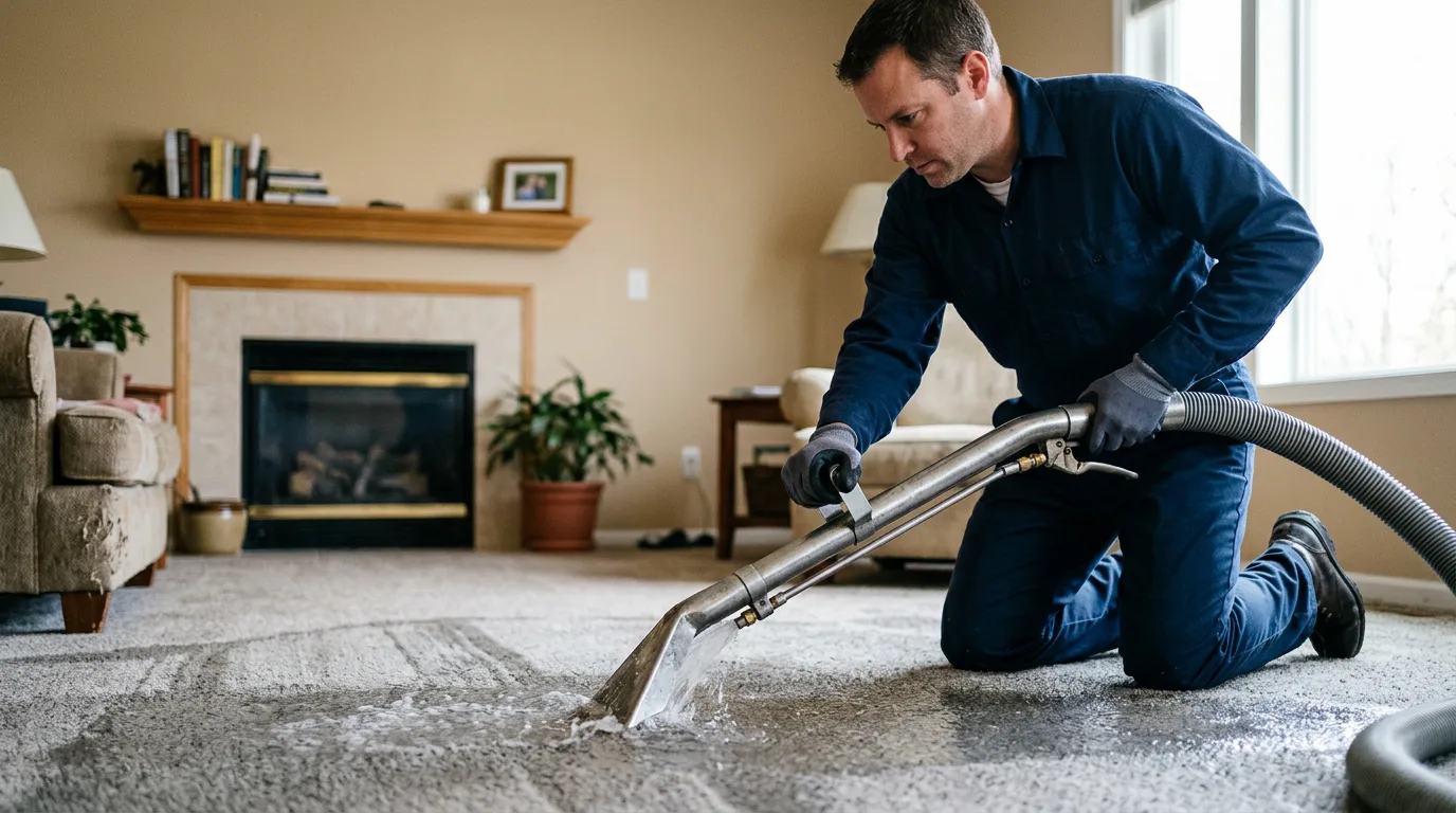 Water damage restoration technician working near Hudson, NY